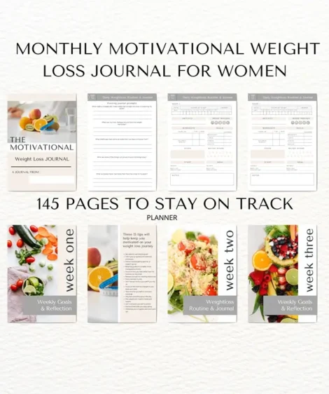 monthly motivational weight loss journal for women