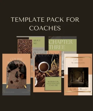 Dark and gold Canva lead magnet planner for coaches – elegant design with organic tones